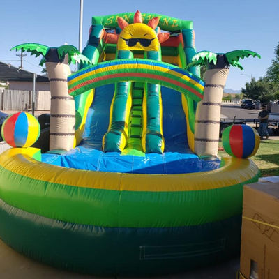 Juguetes inflables para niños al aire libre pequeño tobogán con piscina y doble tobogán