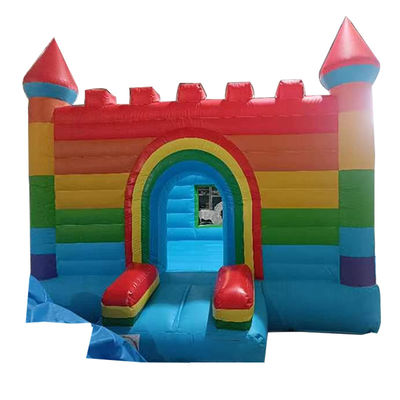 Rainbow Inflatable Jumping Castle Trampolín de PVC de grado comercial con soplador