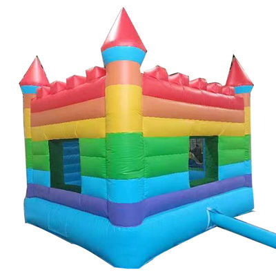 Rainbow Inflatable Jumping Castle Trampolín de PVC de grado comercial con soplador