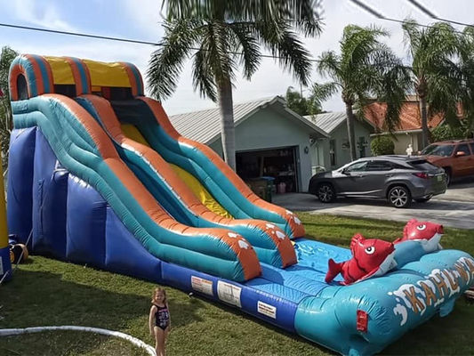 0.55mm PVC Tarpaulin Temática de Carpa Roja Deslizador de agua inflable con deslizamiento ancho y deslizador