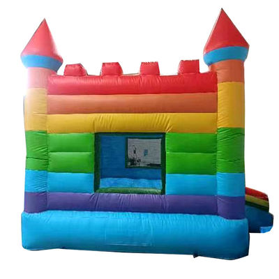 Rainbow Inflatable Jumping Castle Trampolín de PVC de grado comercial con soplador