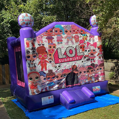 Blower incluido Casa de rebote inflada púrpura para la fiesta de vestimenta cruzada de chicas LOL