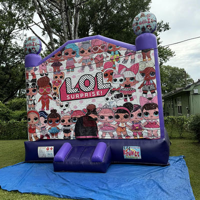 Blower incluido Casa de rebote inflada púrpura para la fiesta de vestimenta cruzada de chicas LOL