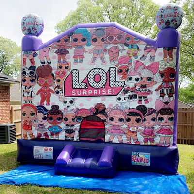 Blower incluido Casa de rebote inflada púrpura para la fiesta de vestimenta cruzada de chicas LOL