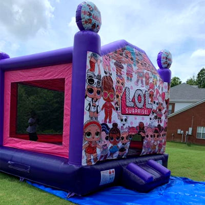 Blower incluido Casa de rebote inflada púrpura para la fiesta de vestimenta cruzada de chicas LOL