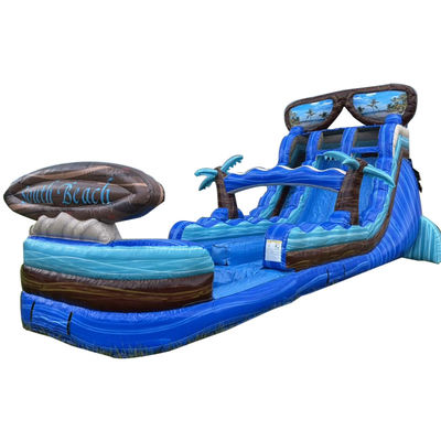 Prepárate para hacer un salto de agua inflables de 40 pies con piscina y tabla de surf enorme