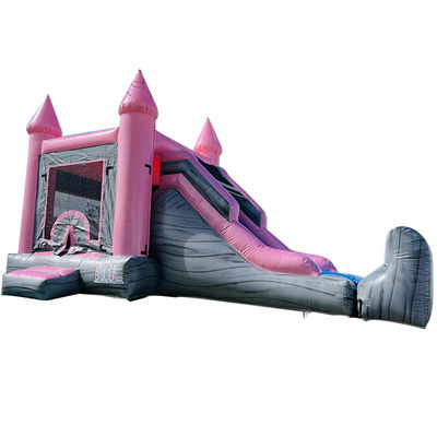Castillo Infantil Rosa y Gris Casa Inflable de Salto, Piscina de toboganes, Alquiler de Fiestas
