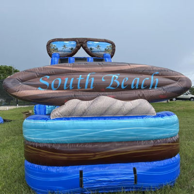 Prepárate para hacer un salto de agua inflables de 40 pies con piscina y tabla de surf enorme