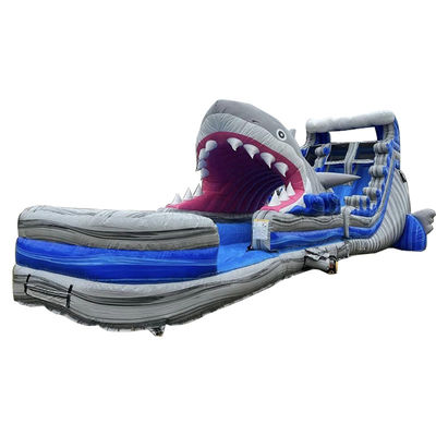 Tamaño personalizado tobogán de agua inflable con tobogán de tiburón grande y piscina