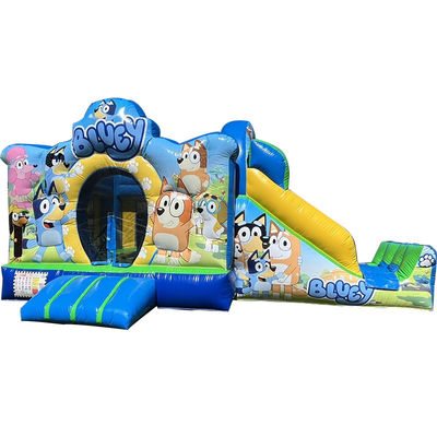 Alquiler de fiestas comerciales PVC Bluey Cartoon Bounce Jumping House Castillo con tobogán