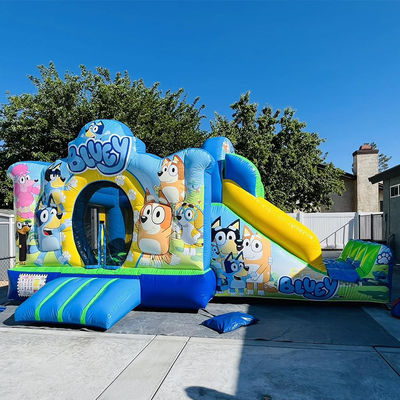 Alquiler de fiestas comerciales PVC Bluey Cartoon Bounce Jumping House Castillo con tobogán