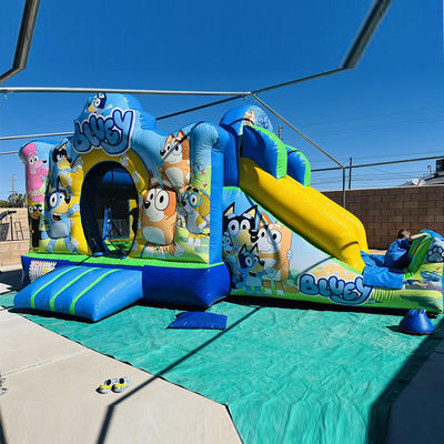 Alquiler de fiestas comerciales PVC Bluey Cartoon Bounce Jumping House Castillo con tobogán