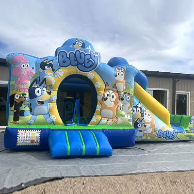 Alquiler de fiestas comerciales PVC Bluey Cartoon Bounce Jumping House Castillo con tobogán
