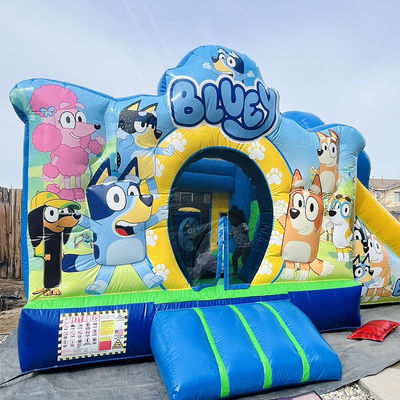 Alquiler de fiestas comerciales PVC Bluey Cartoon Bounce Jumping House Castillo con tobogán