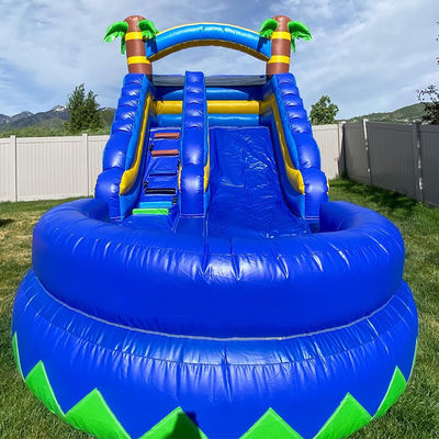 Pequeño tobogán de agua inflable con piscina de verano Palma Klein Blue Kid juguetes juego de tobogán