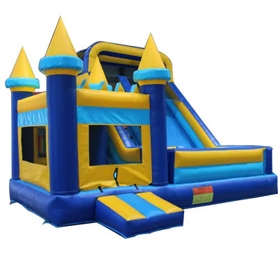 Casa clásica de salto azul y amarillo Castillo inflable Casa de salto deslizante con soplador