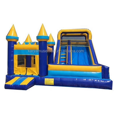 Casa clásica de salto azul y amarillo Castillo inflable Casa de salto deslizante con soplador