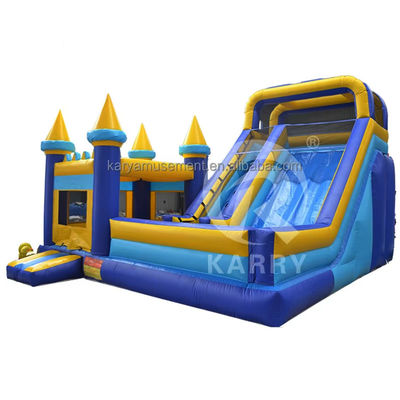 Casa clásica de salto azul y amarillo Castillo inflable Casa de salto deslizante con soplador