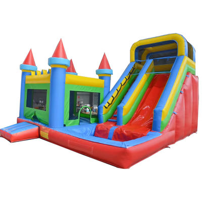 Personalizar Acceptado PVC Rojo y Azul Juegos Inflables Bouncer House Slide para Niños