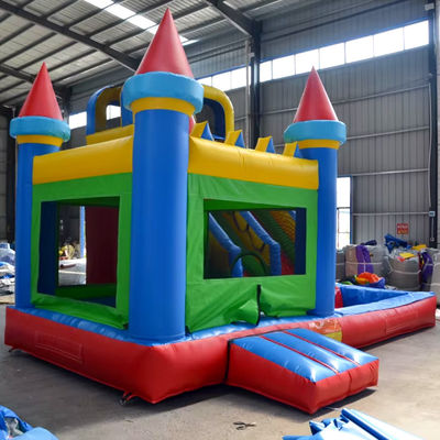 Personalizar Acceptado PVC Rojo y Azul Juegos Inflables Bouncer House Slide para Niños