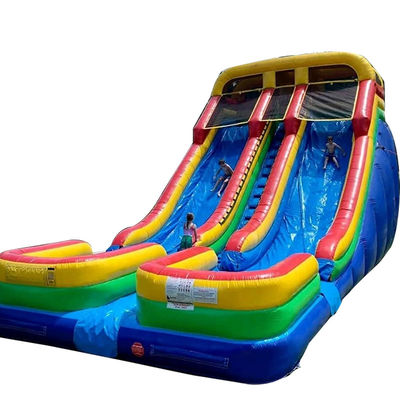 0.55mm PVC lonas de doble piscina tobogán de agua inflable para 5-10 jinetes y tamaño extra grande