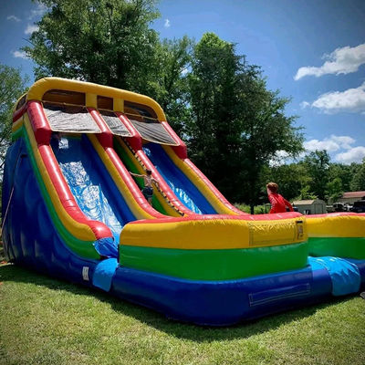 0.55mm PVC lonas de doble piscina tobogán de agua inflable para 5-10 jinetes y tamaño extra grande
