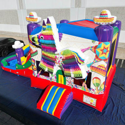 Portable PVC Rainbow Puppy Inflable Casa de rebote con deslizamiento Combo Pool Jumpers Castillo