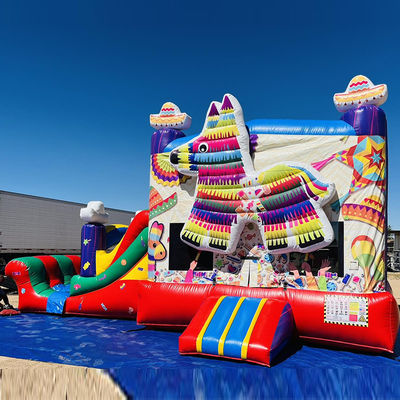 Portable PVC Rainbow Puppy Inflable Casa de rebote con deslizamiento Combo Pool Jumpers Castillo