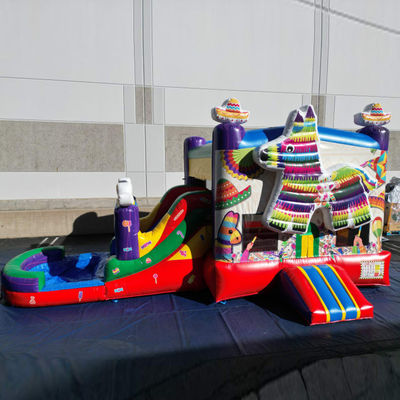 Portable PVC Rainbow Puppy Inflable Casa de rebote con deslizamiento Combo Pool Jumpers Castillo