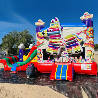 Portable PVC Rainbow Puppy Inflable Casa de rebote con deslizamiento Combo Pool Jumpers Castillo