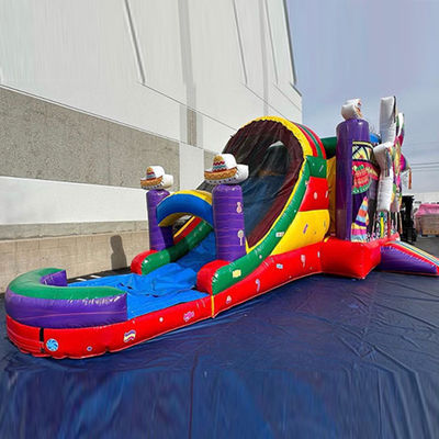 Envío por mar Arco iris de PVC comercial Estrella grande Rojo Casa de rebote inflable con tobogán