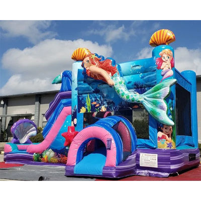 Niños castillo de salto temática sirena casa de salto inflable con diapositiva de color personalizado