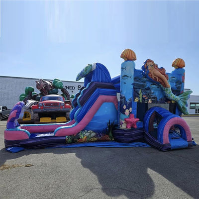 Niños castillo de salto temática sirena casa de salto inflable con diapositiva de color personalizado