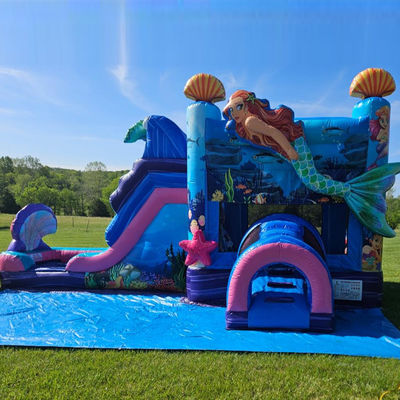 Niños castillo de salto temática sirena casa de salto inflable con diapositiva de color personalizado