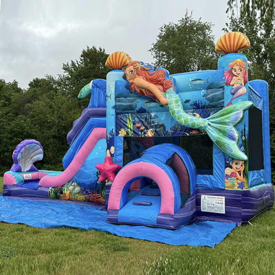 Niños castillo de salto temática sirena casa de salto inflable con diapositiva de color personalizado