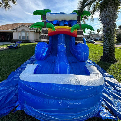 Jardín infantil Casa de salto inflable con piscina de toboganes y palma