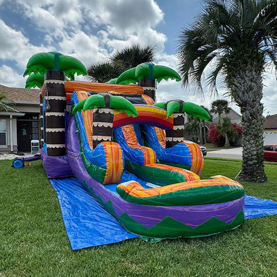 Palmeras Castillo de salto con deslizamiento PVC Casa de salto inflable y accesorios