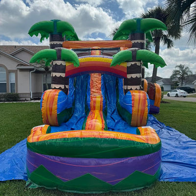 Palmeras Castillo de salto con deslizamiento PVC Casa de salto inflable y accesorios