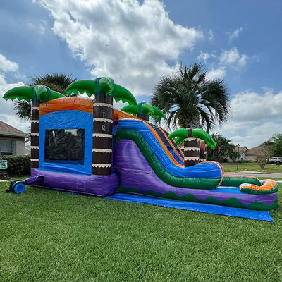 Palmeras Castillo de salto con deslizamiento PVC Casa de salto inflable y accesorios
