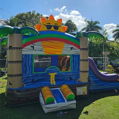 Unisex 27FT Castillo solar de PVC comercial con castillo inflable deslizante y piscina de doble carril