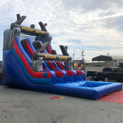 Popular Combinado Inflable Castillo de Salto con Roca Rojo tobogán y Gran Piscina