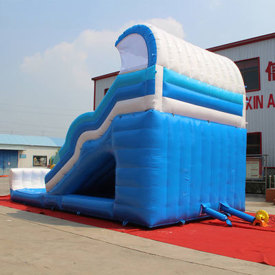 Combo inflable de doble deslizamiento azul de gran tamaño para negocios de alquiler de fiestas hechos a medida