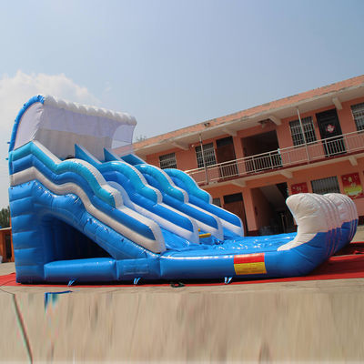Combo inflable de doble deslizamiento azul de gran tamaño para negocios de alquiler de fiestas hechos a medida