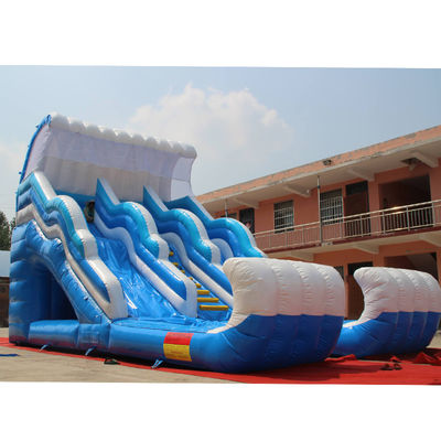 Combo inflable de doble deslizamiento azul de gran tamaño para negocios de alquiler de fiestas hechos a medida