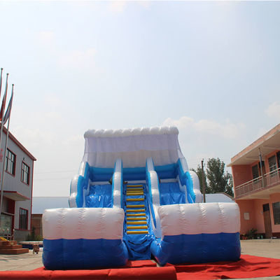 Combo inflable de doble deslizamiento azul de gran tamaño para negocios de alquiler de fiestas hechos a medida