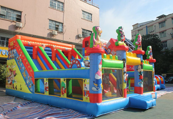 Deslizamiento seco inflable comercial con logotipo personalizado Carnaval Circo Clown Jump Slide