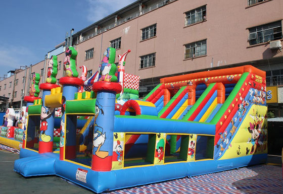 Deslizamiento seco inflable comercial con logotipo personalizado Carnaval Circo Clown Jump Slide