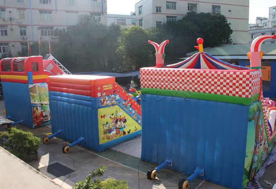 Deslizamiento seco inflable comercial con logotipo personalizado Carnaval Circo Clown Jump Slide