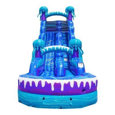 Equipo de entretenimiento de parque al aire libre 36 pies colorido tobogán de agua inflable con piscina