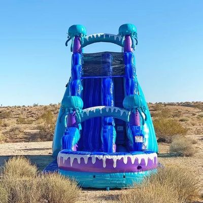 Equipo de entretenimiento de parque al aire libre 36 pies colorido tobogán de agua inflable con piscina